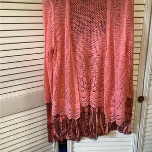 Ladie Kim Rogers Cora shrug Size XL& Catos floral coral skirt